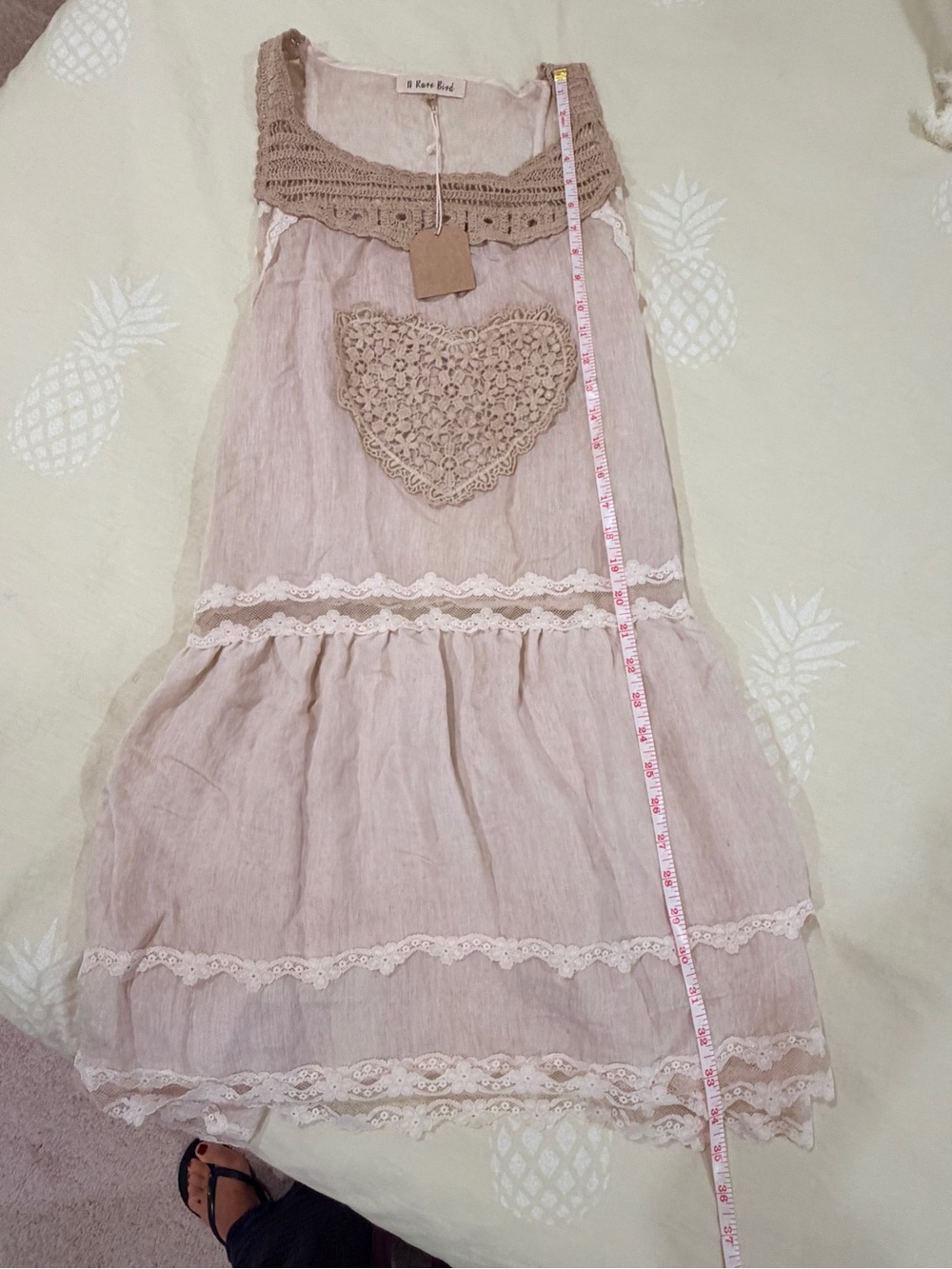 A Rare Bird- Boho Cream Lace Overlay Tunic Dress - Picture 9 of 9